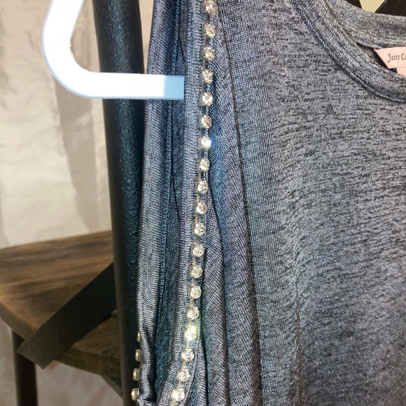 Juicy Couture- size L- Grey blouse with rhinestones and tied sleeves. - Picture 3 of 5